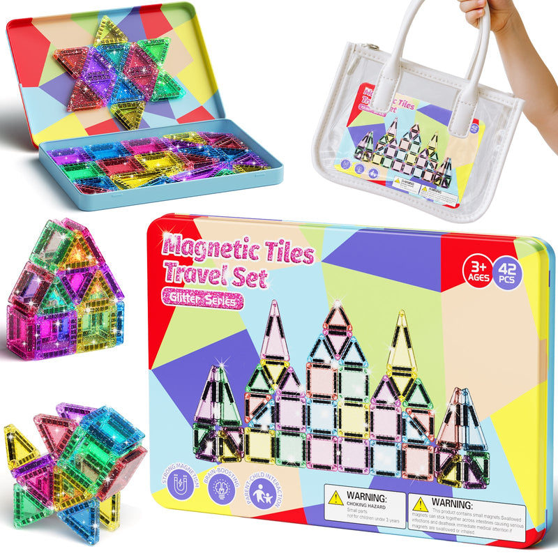 42PCS Glitter Candy Colors Magnetic Tiles Set S1110 image 1