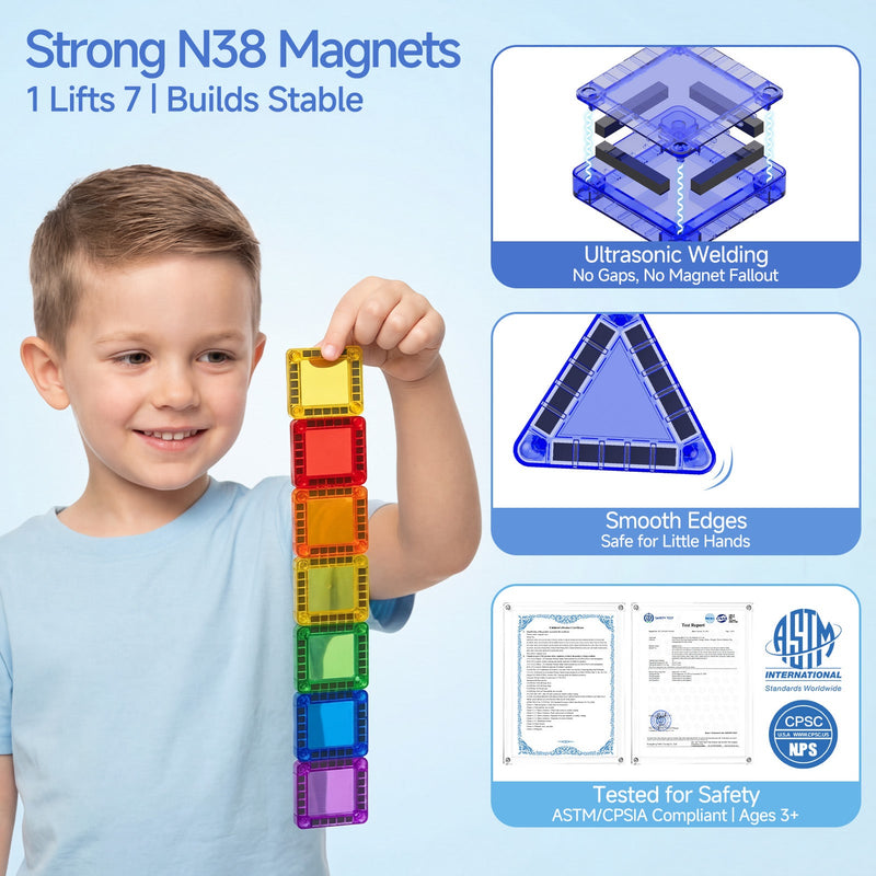 60PCS Classic Colors Magnetic Tiles Set S1113 image 1