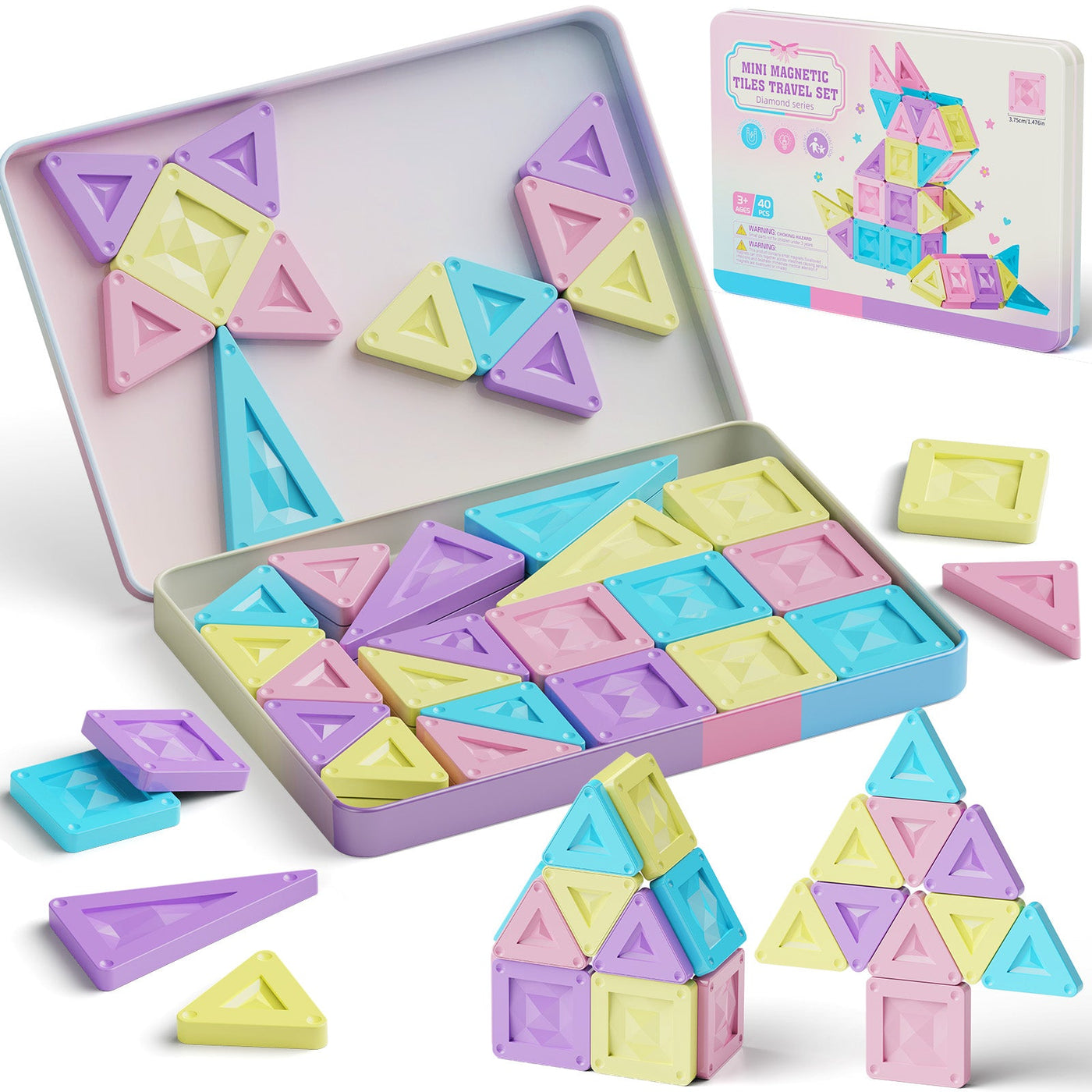 40PCS Macaron Solid Colors Magnetic Tiles Set S1126 image 1