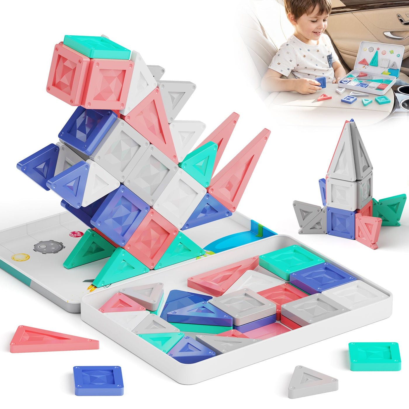 40PCS Morandi Solid Colors Magnetic Tiles Set S1127 image 1